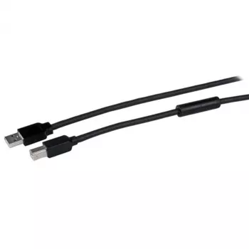 StarTech.com 50 pēdas (15 m) aktīvs USB 2.0 A–B kabelis, garš USB printera kabelis, 1x USB-A (vīr.), 1x USB-B (vīr.) – melns