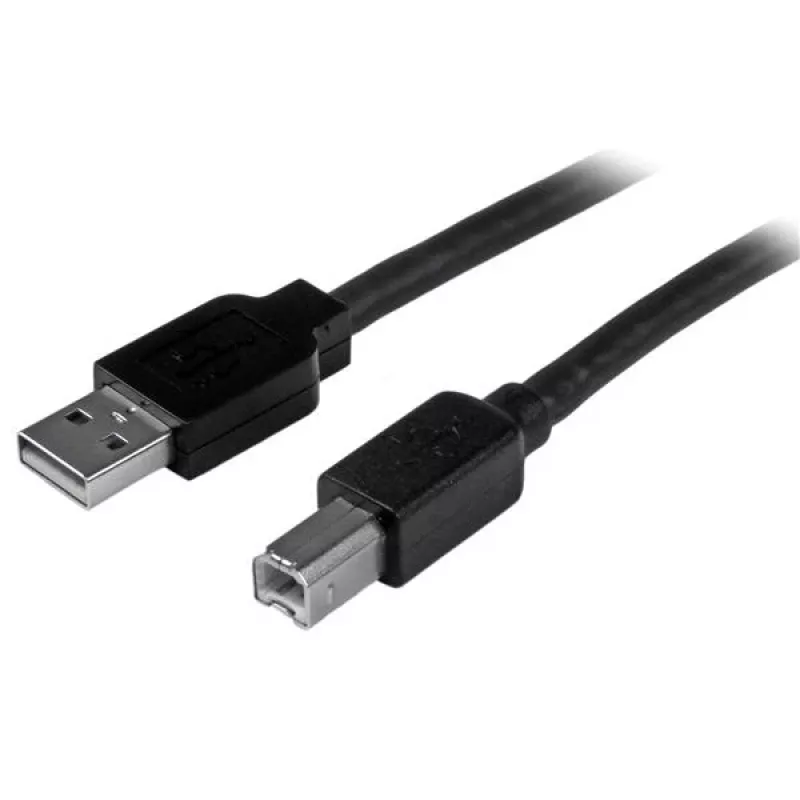 StarTech.com 50 pēdas (15 m) aktīvs USB 2.0 A–B kabelis, garš USB printera kabelis, 1x USB-A (vīr.), 1x USB-B (vīr.) – melns