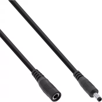 InLine līdzstrāvas pagarinātāja kabelis, līdzstrāvas spraudnis vīrišķais/sieviešu 4.0x1.7mm, melns, 2m