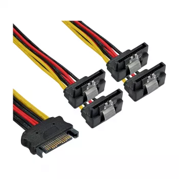 InLine SATA Power 1 to 4 kabelis, sievišķais / 4x SATA vīrišķais, leņķveida ar fiksatoriem, 0,30 m