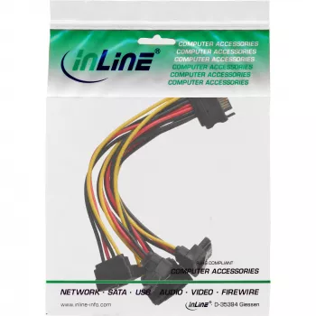 InLine SATA Power 1 to 4 kabelis, sievišķais / 4x SATA vīrišķais, leņķveida ar fiksatoriem, 0,30 m