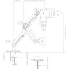 InLine galda stiprinājums ar pacēlumu un USB/audio līdz maks. 82 cm 32 collas 9 kg