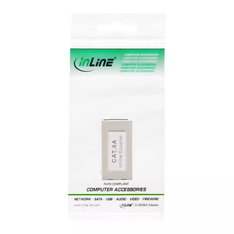 InLine Cat.6A adapters, pilnībā ekranēts, metāla, 2x RJ45 sievišķs/sievišķs, 1:1
