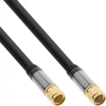 InLine Premium SAT kabelis, 4x ekranēts, 2x F-vīrišķais, >110 dB, melns, 3 m
