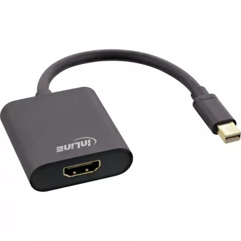 Mini DisplayPort uz HDMI adapteris InLine 4K/60Hz ar audio, alumīnijs, 0,15 m, melns