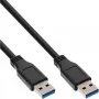 InLine USB 3.2 Gen.1 kabelis, tips A vīr./A vīr., melns, 3 m