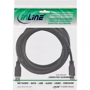 InLine USB 3.2 Gen.1 kabelis, tips A vīr./A vīr., melns, 3 m