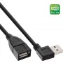 InLine USB 2.0 Smart kabelis leņķveida + reversīvs A tipa vīrišķais/sievišķais, melns, 2 m