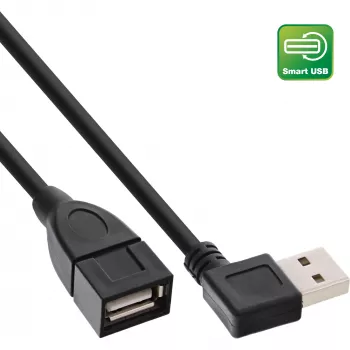 InLine USB 2.0 Smart kabelis leņķveida + abpusēji pagriežams Type A vīrietis / sieviete melns 0,2 m