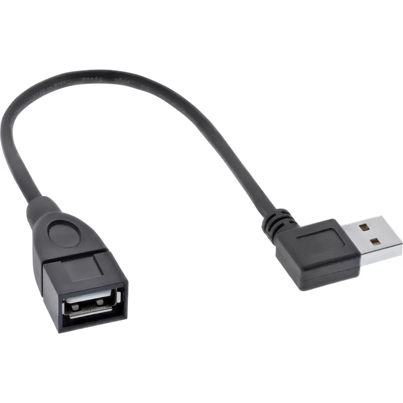 InLine USB 2.0 Smart kabelis leņķveida + abpusēji pagriežams Type A vīrietis / sieviete melns 0,2 m