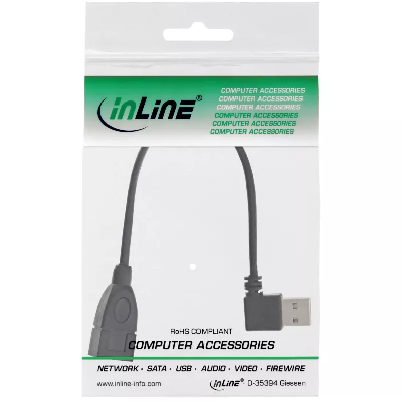 InLine USB 2.0 Smart kabelis leņķveida + abpusēji pagriežams Type A vīrietis / sieviete melns 0,2 m