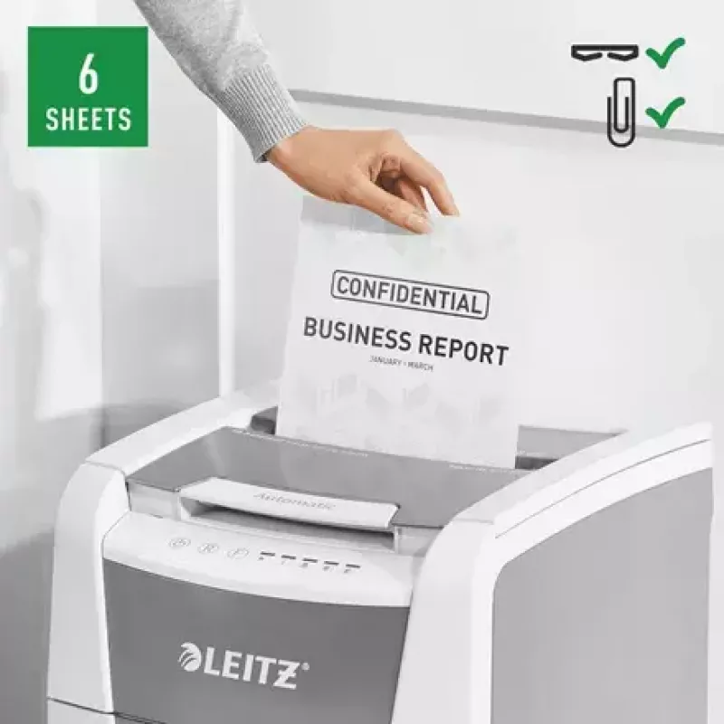 Leitz IQ Autofeed Small Office 100 automātiskais papīra smalcinātājs P5