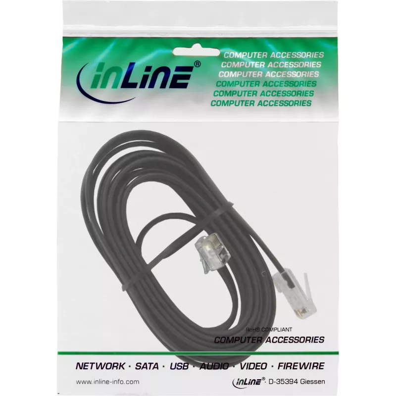 InLine modulārais kabelis RJ45 8P6C uz RJ12 6P6C, vīrietis/vīrietis, 10 m
