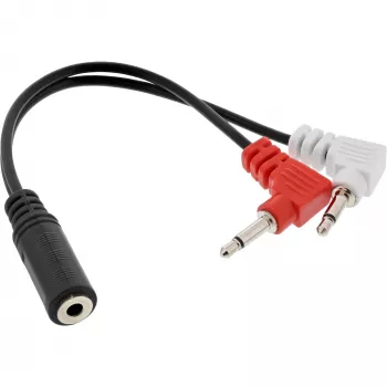 InLine Audio Plane austiņu adaptera kabelis, 2x 3.5mm vīr. uz 3.5mm siev. 3 kontaktu, 0.15m