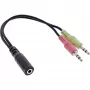 InLine Audio austiņu adaptera kabelis, 2x 3.5 mm vīr. uz 3.5 mm siev. 4 kontaktu, OMTP, 0,15 m