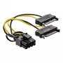 InLine strāvas adaptera kabelis, 2x SATA vīrišķais / 8 kontaktu PCI-Express vīrišķais, 0,15 m