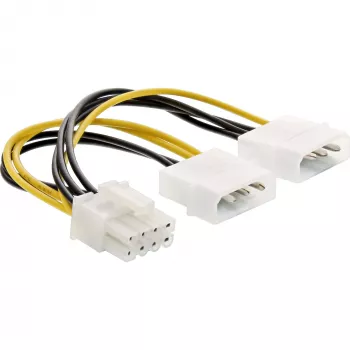 InLine strāvas adaptera kabelis, 2x 5,25 collu tēviņš / 8 kontaktu PCI-Express tēviņš, 0,15 m