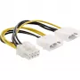 InLine strāvas adaptera kabelis, 2x 5,25 collu tēviņš / 8 kontaktu PCI-Express tēviņš, 0,15 m