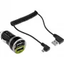 InLine USB DUAL+ KFZ uzlādes komplekts, strāvas adapteris ar 1 m spirālveida kabeli