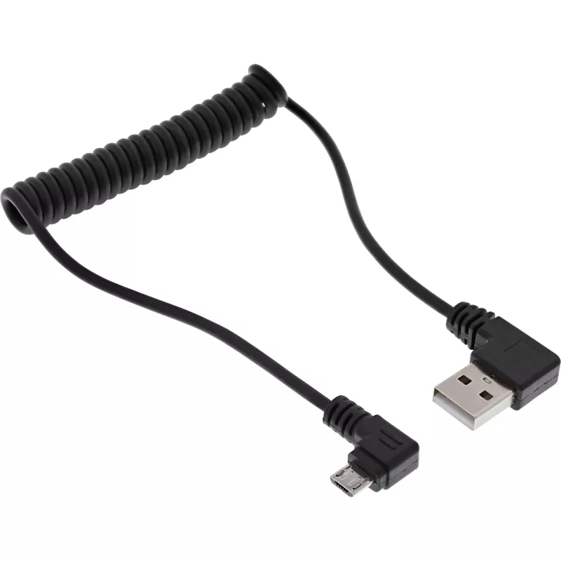 InLine USB DUAL+ KFZ uzlādes komplekts, strāvas adapteris ar 1 m spirālveida kabeli