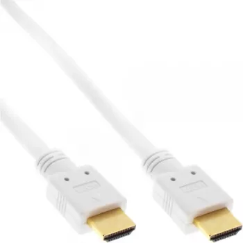 InLine High Speed HDMI kabelis ar Ethernet, M/M, balts, zelta kontakti, 2m