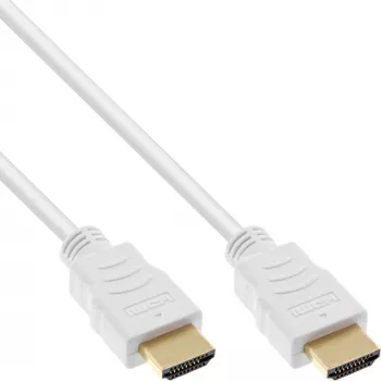 InLine High Speed HDMI kabelis ar Ethernet, M/M, balts, zeltīti kontakti, 1.5m