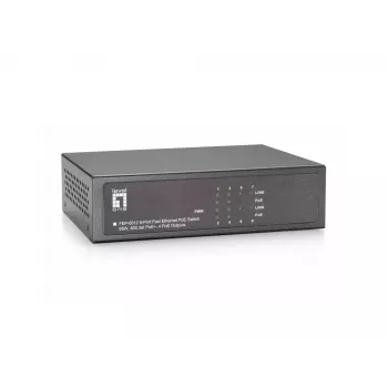 LevelOne 8 portu ātrdarbīgs Ethernet PoE slēdzis, 802.3at/af PoE, 4 PoE izejas, 65 W