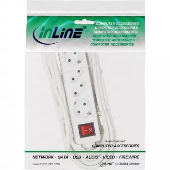 InLine kontaktligzdu sloksne, 4 vietīga, 2x CEE7/3 + 2x Euro CEE 7/16, balta, 1,5 m