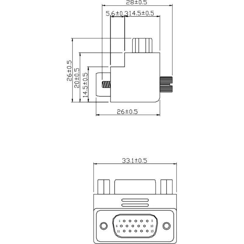 InLine VGA Adapteris 90° 15 kontaktu vīrišķais / sievišķais, InLine, 37248I