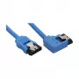 InLine SATA 6Gb/s apaļais kabelis zils, kreisais 90° leņķis ar fiksatoriem, 0,5 m