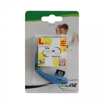 InLine SATA 6Gb/s apaļais kabelis zils, kreisais 90° leņķis ar fiksatoriem, 0,5 m