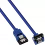 InLine SATA 6Gb/s apaļais kabelis, zils, 90° leņķveida, ar fiksatoriem, 0,5 m