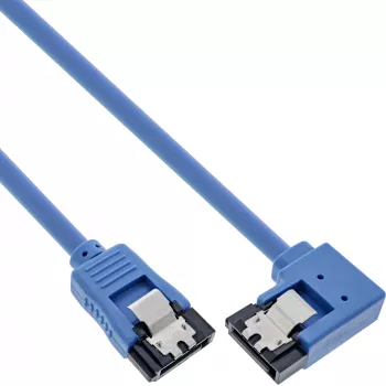 InLine SATA 6Gb/s apaļais kabelis, viens gals ar 90° leņķi, ar fiksatoriem, 0,3 m
