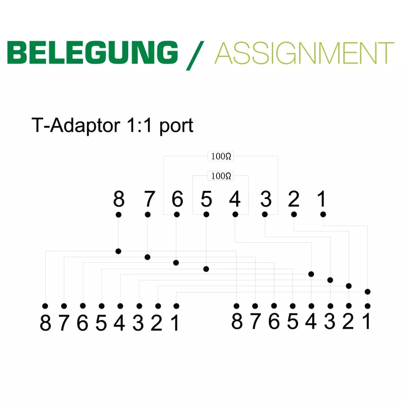 InLine ISDN sadalītājs 69932B 1 -> 2 0,15 m ar rezistoriem