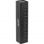 InLine USB 3.0 10 Portu centrmezgls, alumīnija korpuss, ar 4A barošanas bloku, melns