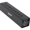 InLine USB 3.0 10 Portu centrmezgls, alumīnija korpuss, ar 4A barošanas bloku, melns