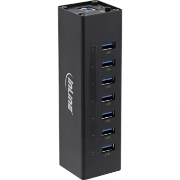InLine USB 3.0 centrmezgls, 7 porti, alumīnija korpuss, ar 2,5 A barošanas bloku