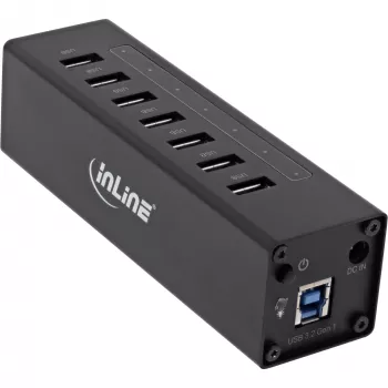 InLine USB 3.0 centrmezgls, 7 porti, alumīnija korpuss, ar 2,5 A barošanas bloku