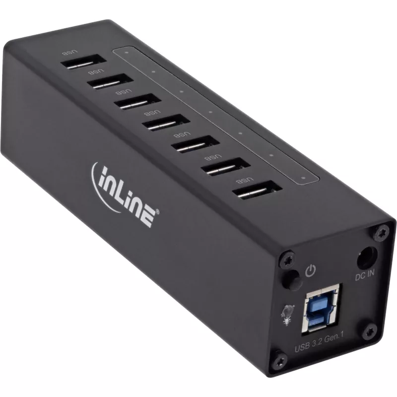 InLine USB 3.0 centrmezgls, 7 porti, alumīnija korpuss, ar 2,5 A barošanas bloku