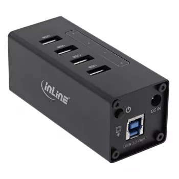 InLine USB 3.0 centrmezgls, 4 porti, alumīnija korpuss, ar 2,5 A barošanas bloku