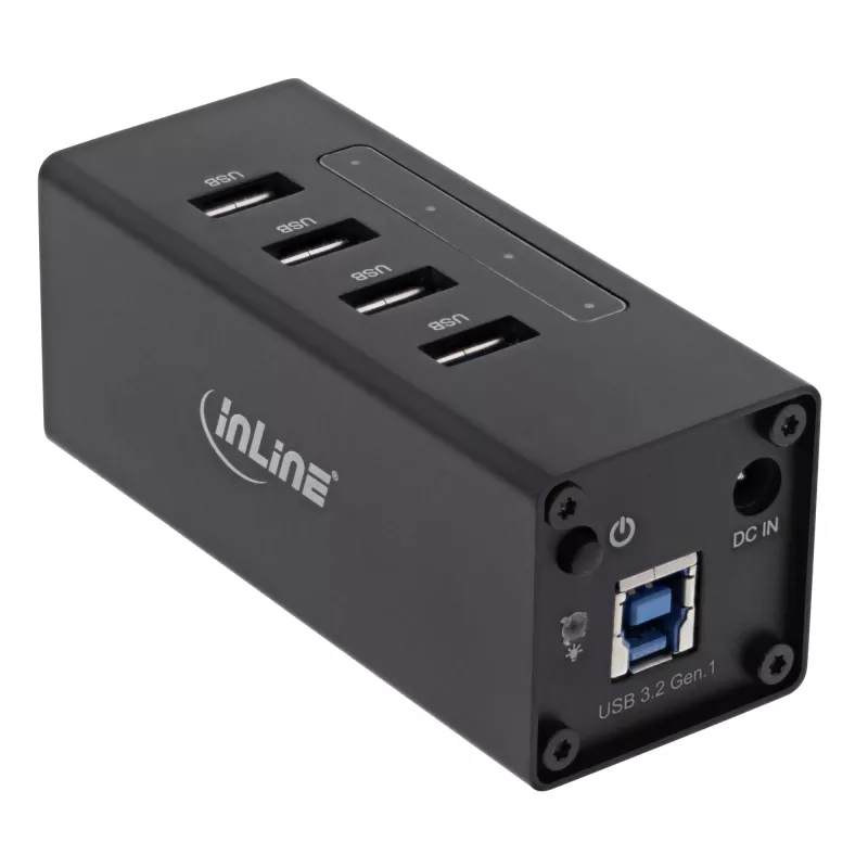 InLine USB 3.0 centrmezgls, 4 porti, alumīnija korpuss, ar 2,5 A barošanas bloku