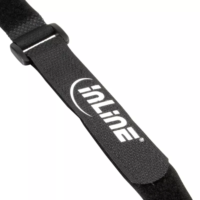 Kabeļu saišu āķa-cilpas komplekts InLine 500×20 mm, neilons, 10 gab., melns