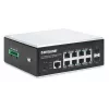 Intellinet Industrial 8-Port Gigabit Ethernet PoE+ Layer 2+ Web-Managed Switch ar 2 SFP portiem, atbilst IEEE 802.3at/af (PoE+/PoE), PoE jaudas budžets līdz 240 W, Layer 2+/Layer 3 Lite, IP30 metāla korpuss, pašatjaunojošs tīkls, Endspan, DIN-sliedes stip