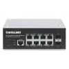 Intellinet Industrial 8-Port Gigabit Ethernet PoE+ Layer 2+ Web-Managed Switch ar 2 SFP portiem, atbilst IEEE 802.3at/af (PoE+/PoE), PoE jaudas budžets līdz 240 W, Layer 2+/Layer 3 Lite, IP30 metāla korpuss, pašatjaunojošs tīkls, Endspan, DIN-sliedes stip