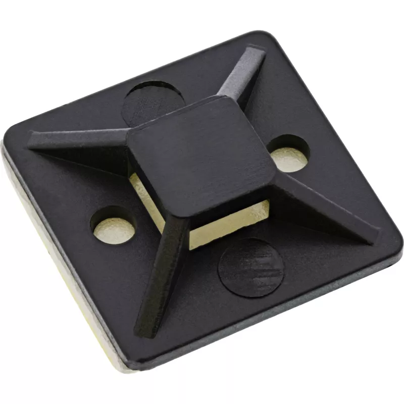 Pašlīmējoši kabeļu saišu stiprinājumi InLine 25x25 mm melni, iepakojumā 10 gab.