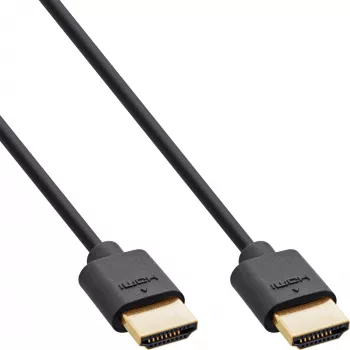 InLine Slim Ultra High Speed HDMI kabelis M/M 8K4K ar zeltu pārklāts melns 1m