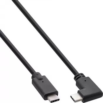 InLine USB 3.2 Gen.2 kabelis, USB-C vīr./vīr. leņķveida, melns, 2m