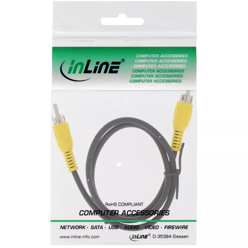 InLine video kabelis, 1x RCA vīr./vīr., dzelteni spraudņi, 7m