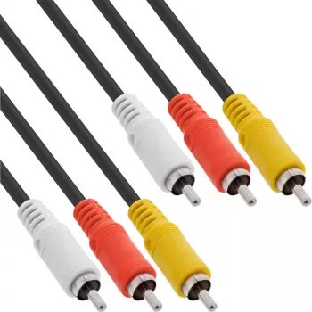 InLine AV kabelis 3x RCA vīr. / vīr. 2m, 3 x RCA, 2 m, melns