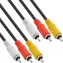 InLine AV kabelis 3x RCA vīr. / vīr. 0,5 m, 3 x RCA, 0,5 m, melns